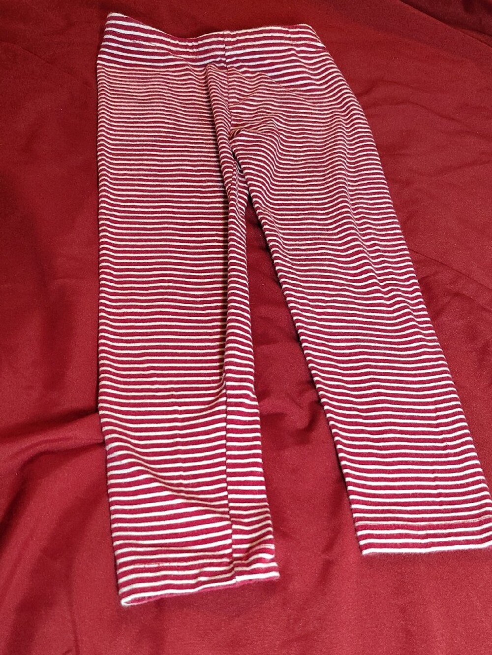 Lot Of 4 Girls Leggings- 2 Denim, Pale Pink & Red Stripe - Picture 7 of 11